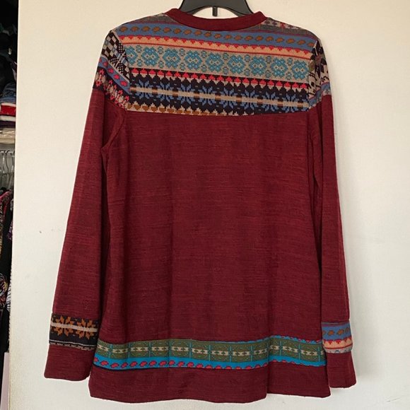 egs by éloges Burgundy Red Geometric Sweater Tunic - Picture 5 of 5